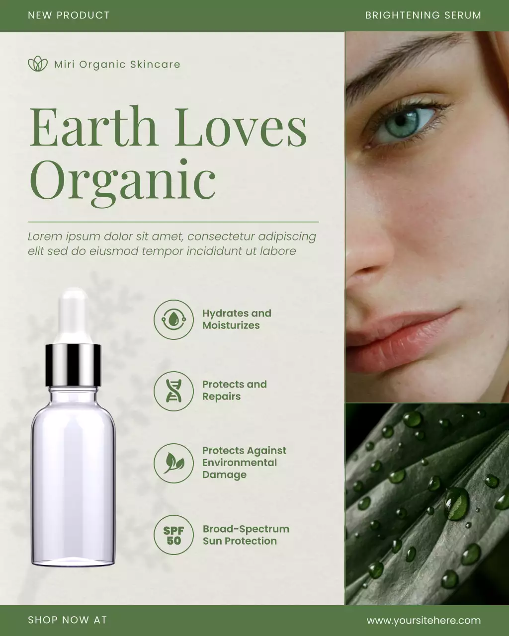 Green and Beige Minimalist Organic Skincare Product Introduction Instagram Post