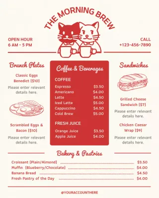 Red Retro Cafe Menu Instagram Post