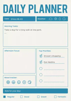 Blue Minimal Planner Schedule Poster