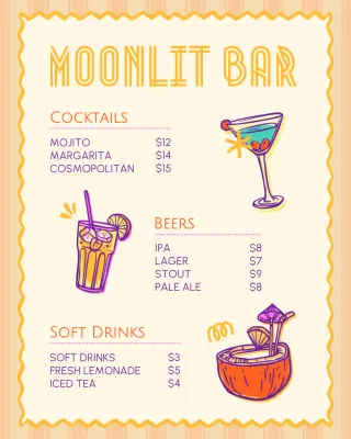 Pink Retro Bar Menu Instagram Post