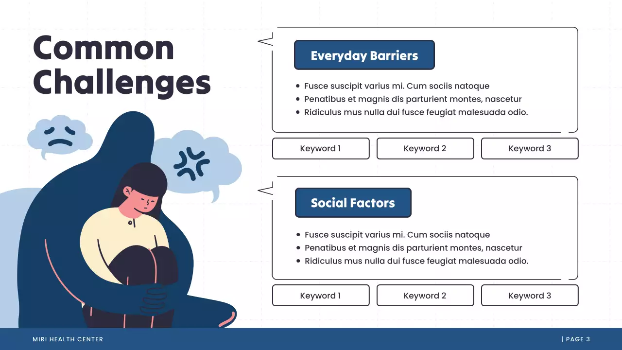 Blue and White Illustrative Mental Health Presentation