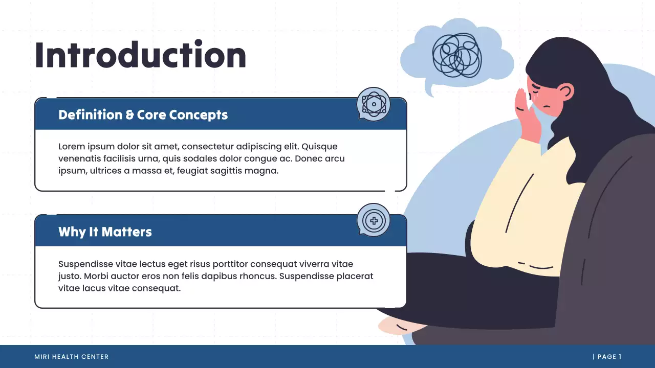 Blue and White Illustrative Mental Health Presentation