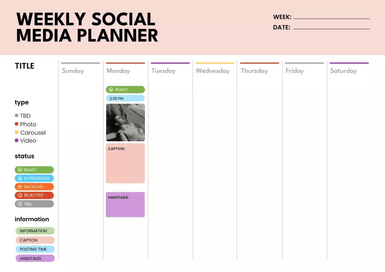 Meige Modern Minimal Social Media Planner Poster