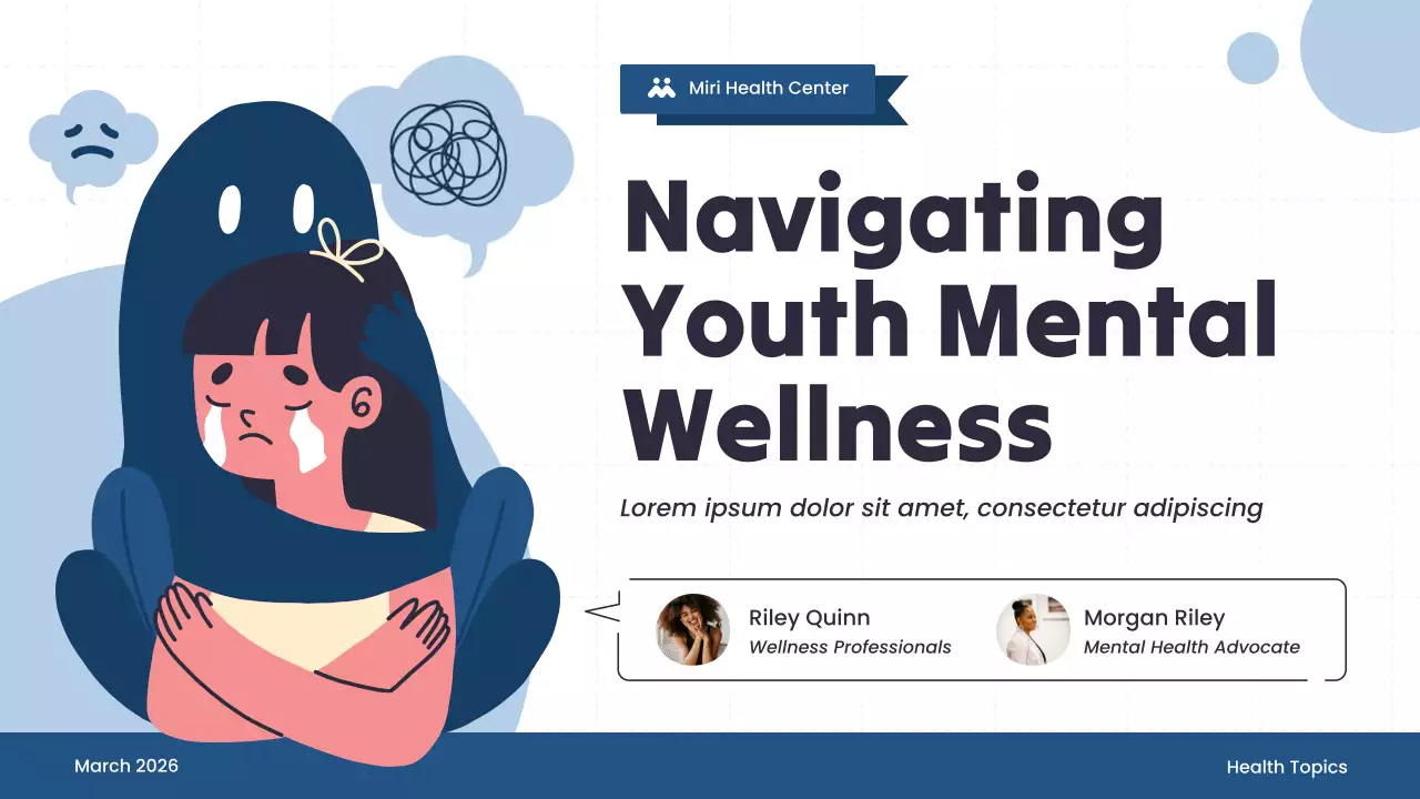 Blue and White Illustrative Mental Health Presentation