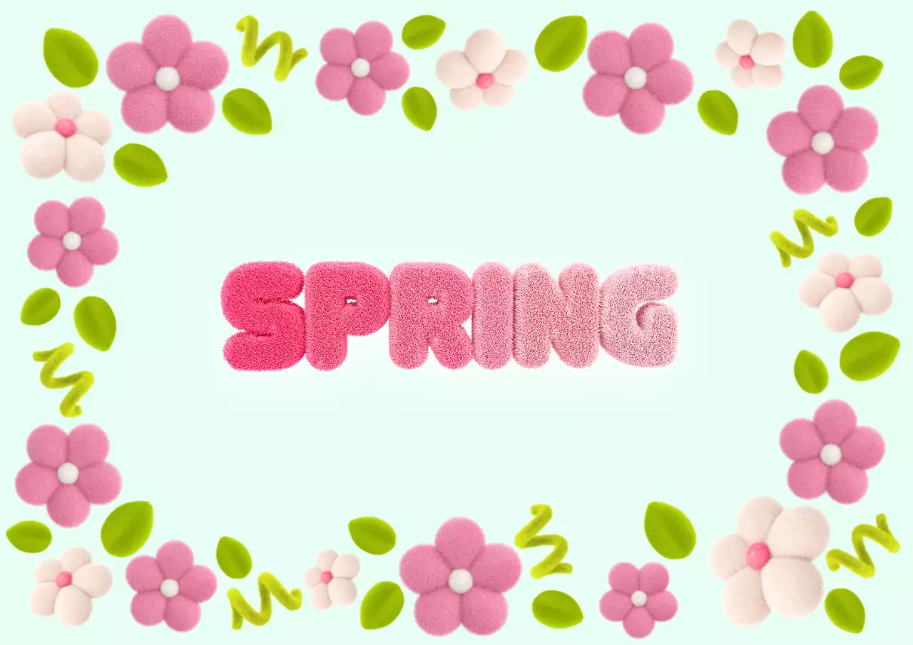 민트 아기자기한 봄 엽서