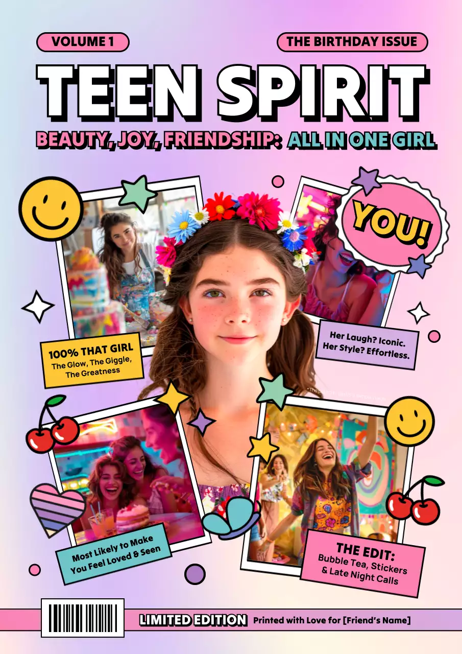 Rainbow Retro Teen Magazine Promotion Poster
