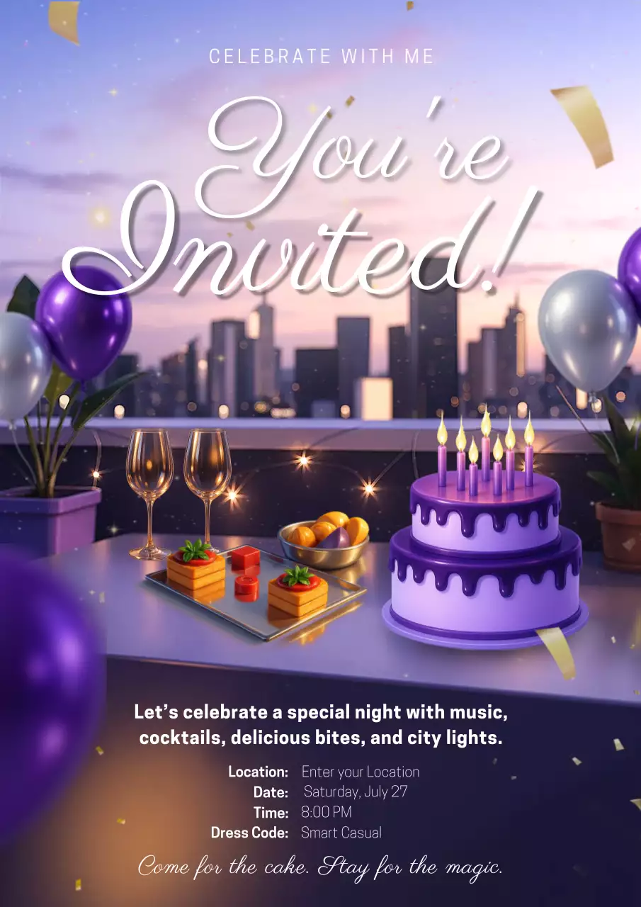 Purple Elegant Party Invitation Poster