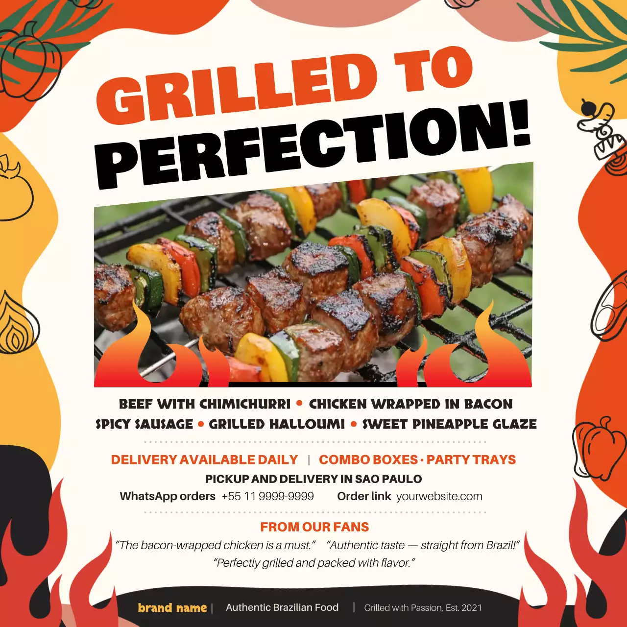 Orange Retro Barbecue Advertisement Social Media Post