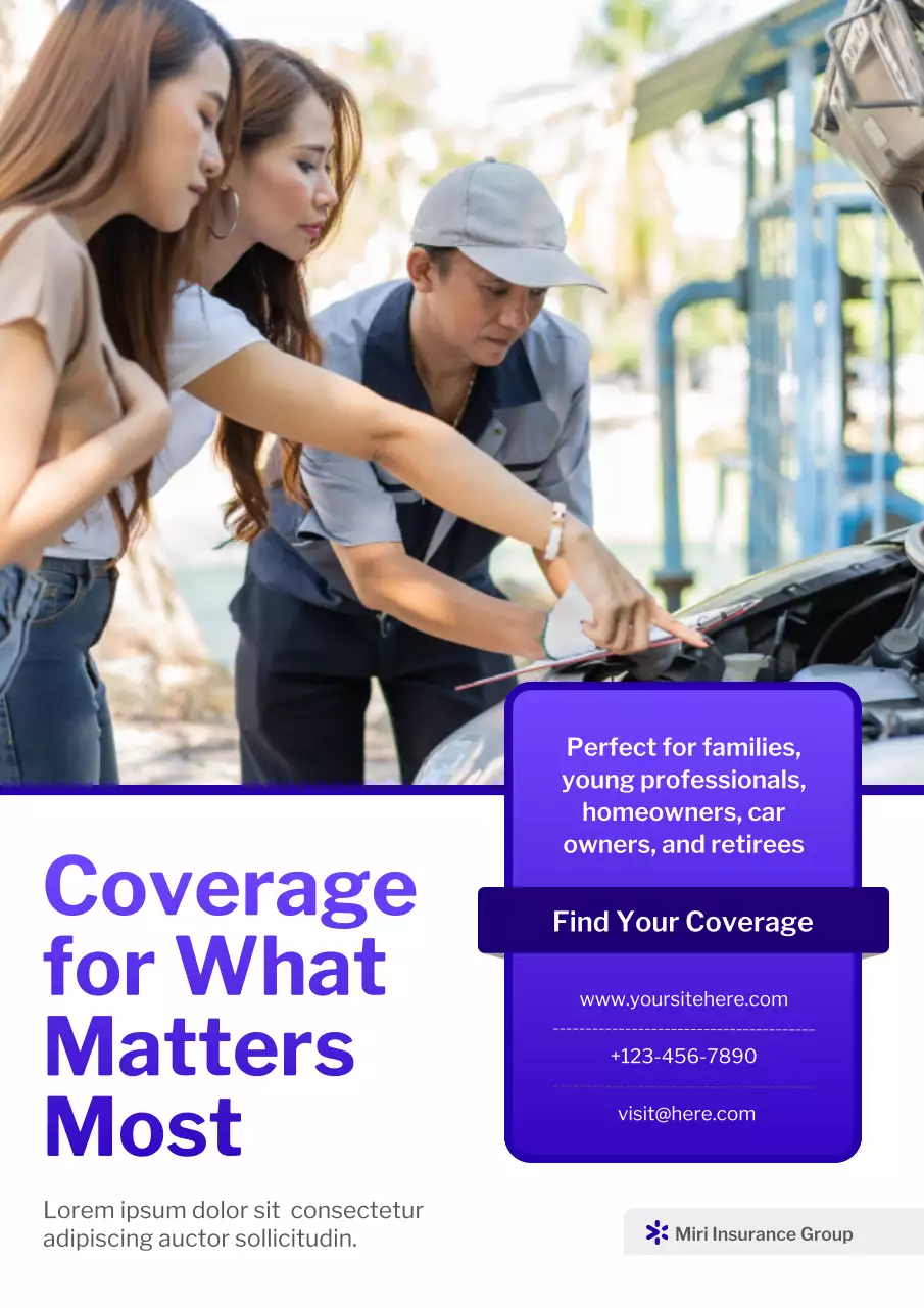 Purple Modern Insurance Advertisement Poster