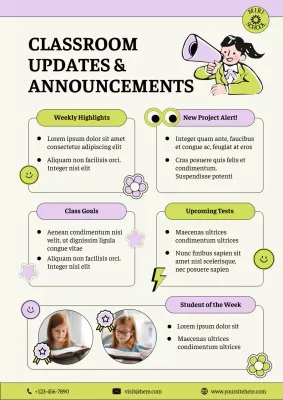 Neon Green and Pink Modern Classroom Announcement Poster