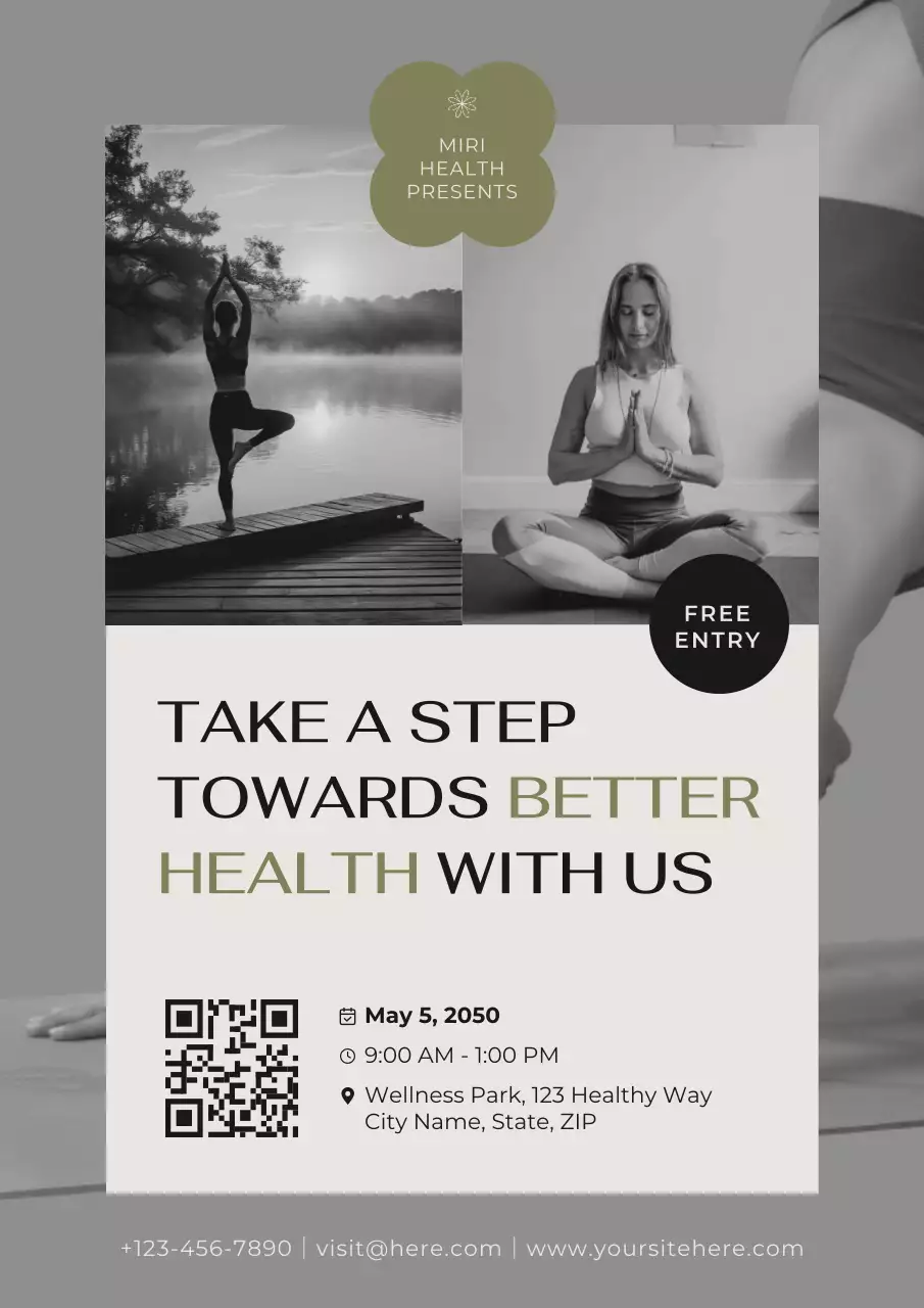 Grey Modern Health and Wellness Announcement Poster