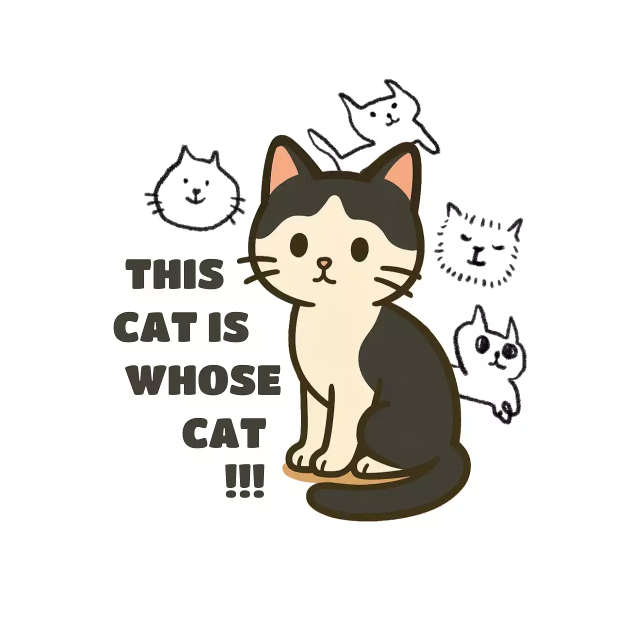 흰색 아기자기한 만화 스티커