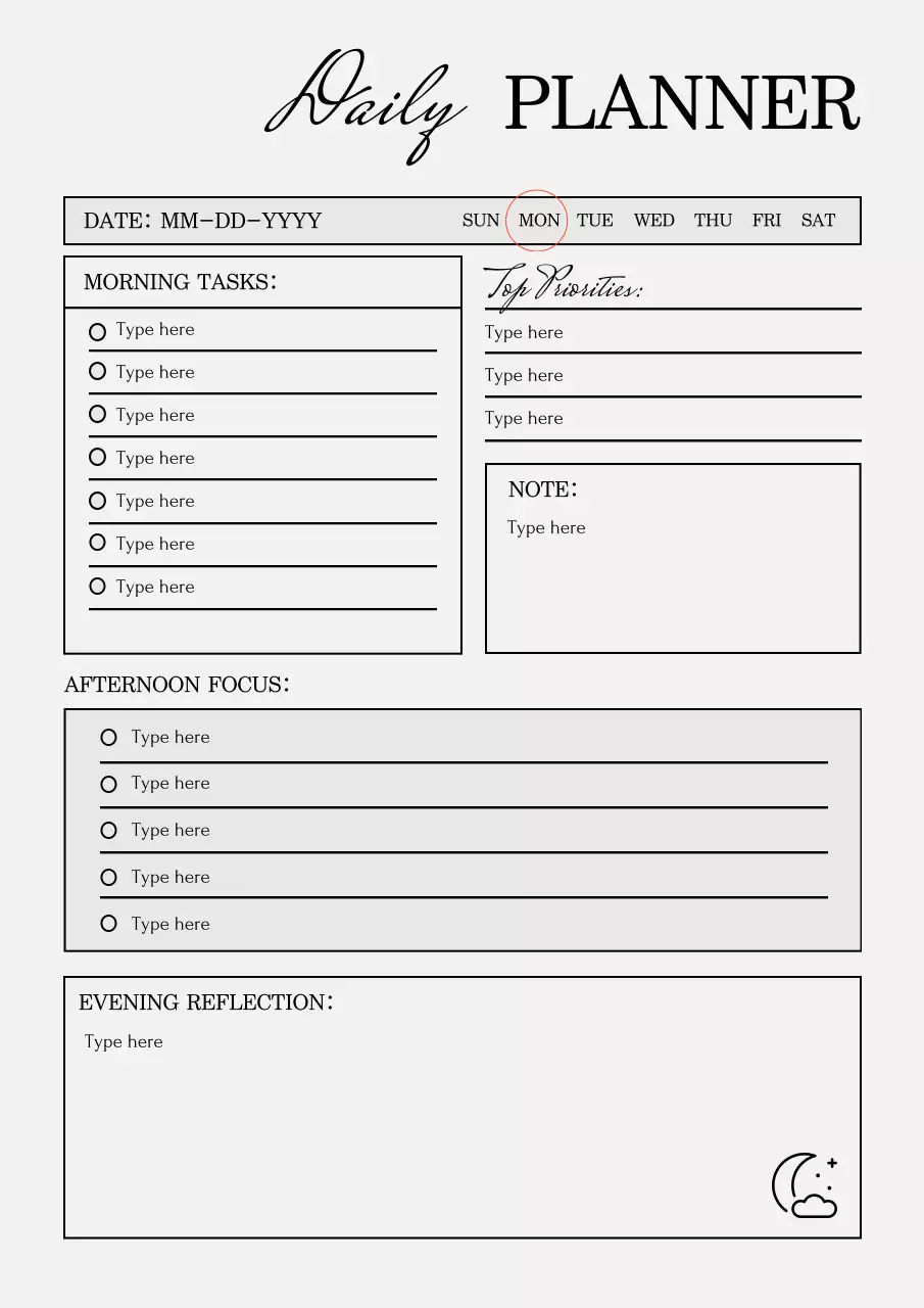 Grey Daily Planner Poster