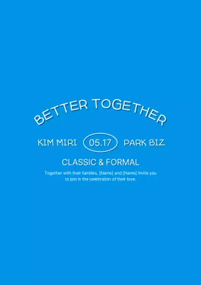 파랑 클래식 결혼 초대장