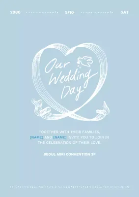 하늘색 심플 결혼 초대장