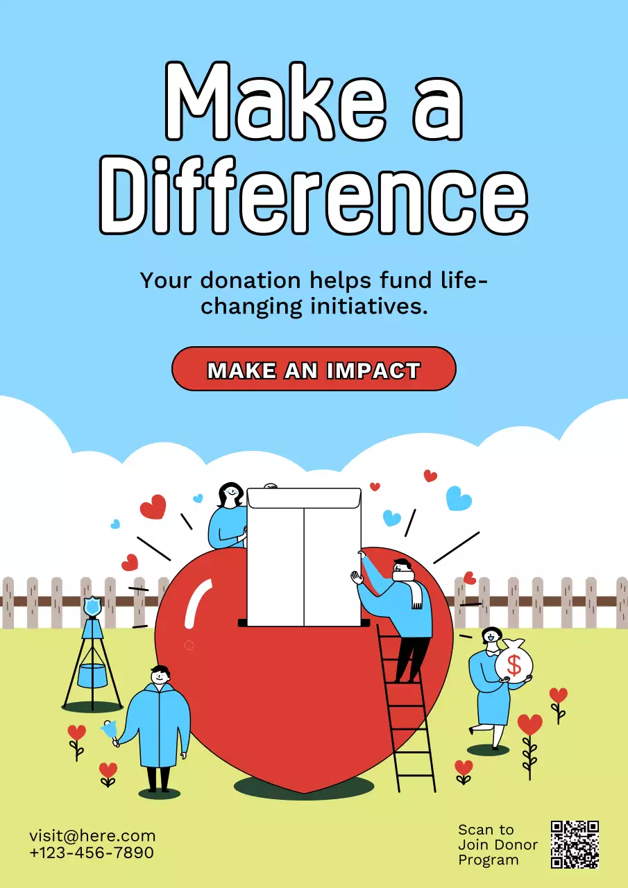 Blue Illustrative Donation Promotion Poster