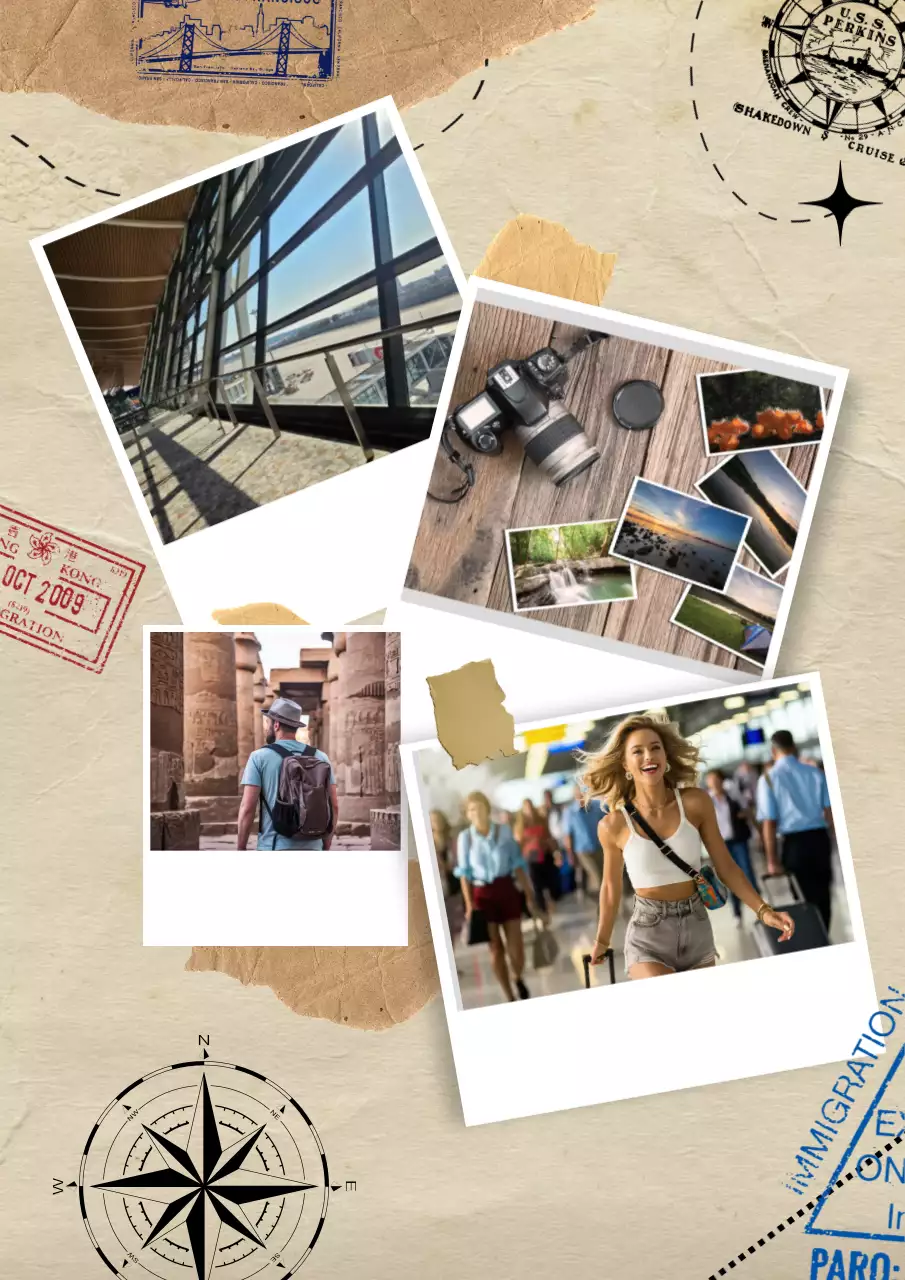 Beige Vintage Travel Diary Poster