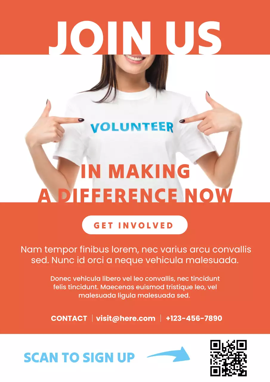 Orange Simple Volunteer Event Poster