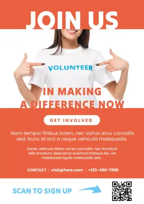Orange Simple Volunteer Event Poster