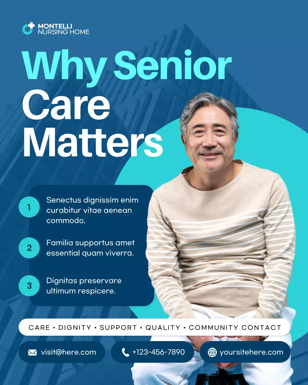 Blue Modern Eldercare Promotion Instagram Post