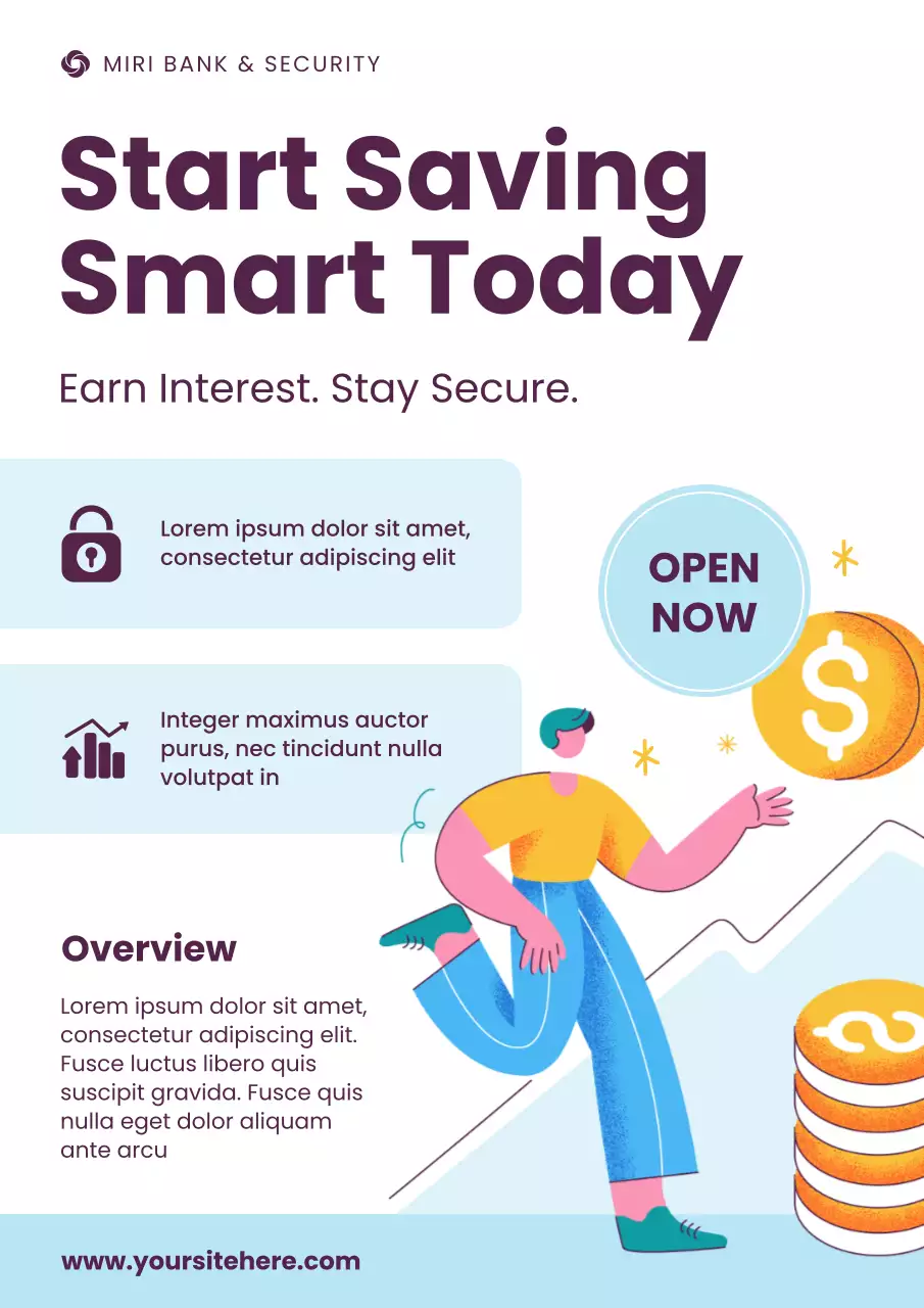 Blue Modern Bank Savings Promotion Poster