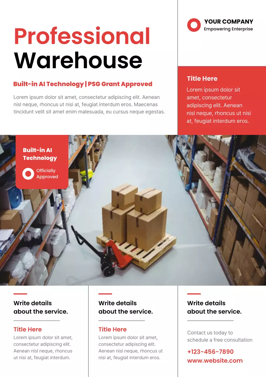 Red Modern Warehouse Promotion Poster