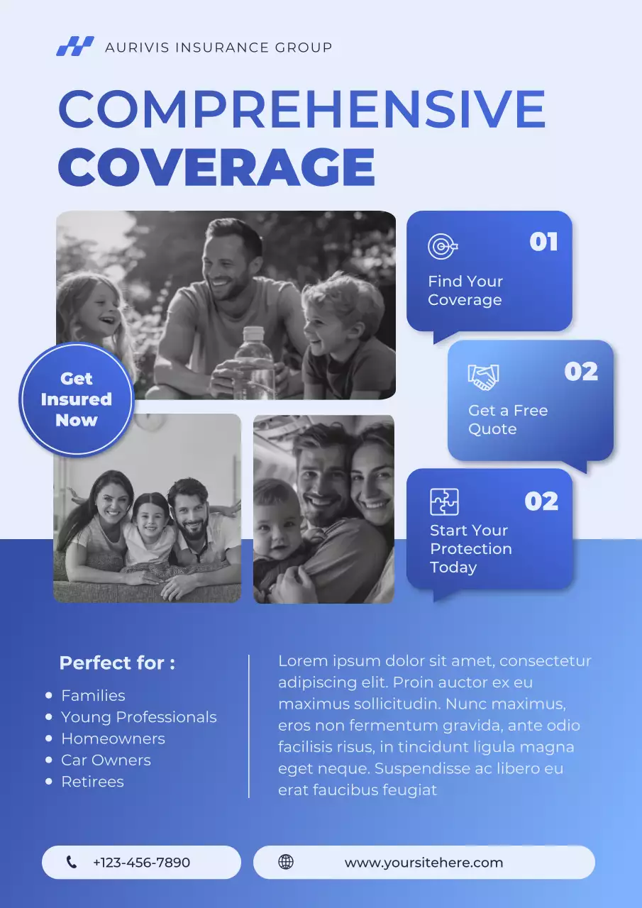 Blue Gradient Modern Insurance Promotion Poster