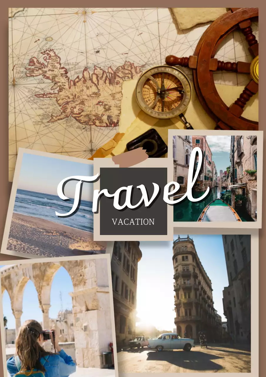 Beige Vintage Travel Invitation Poster