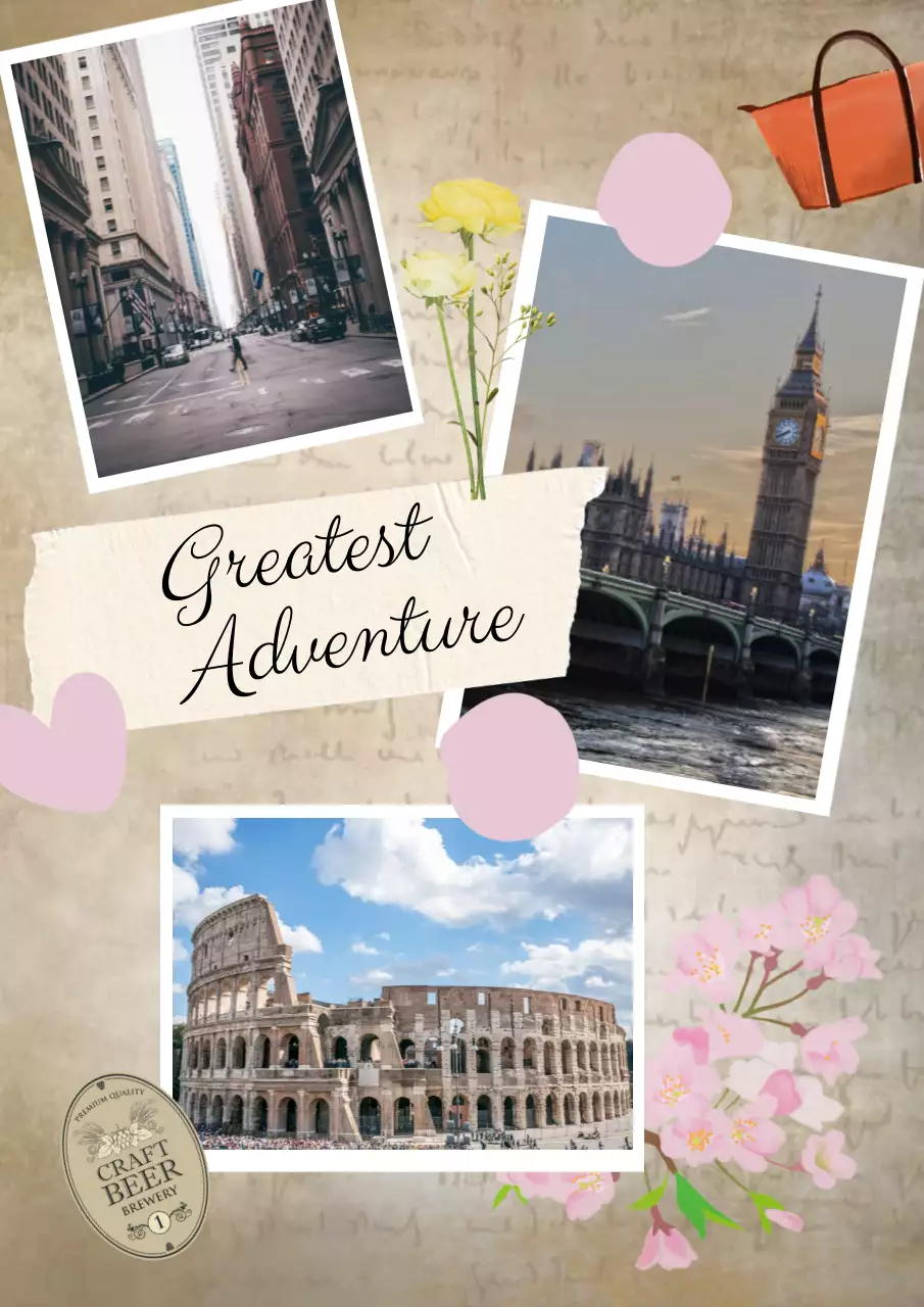 Beige Vintage Travel Memories Poster