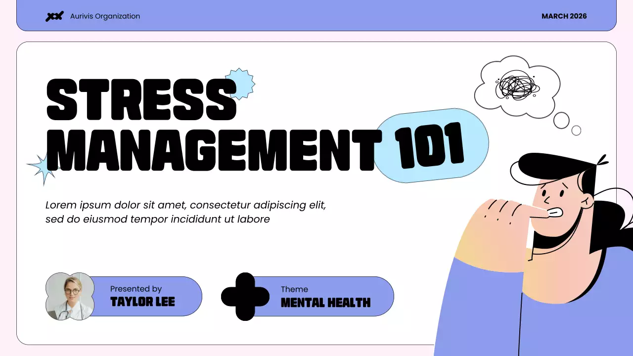Blue and Pink Illustrative Mental Health Guide Presentation