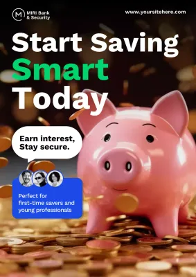 Black Modern Savings Promotion Poster