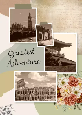 Beige Vintage Travel Diary Poster