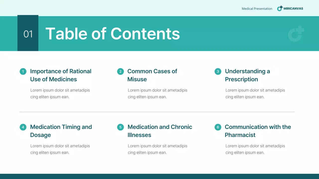 Teal Professional Medical Information Presentation