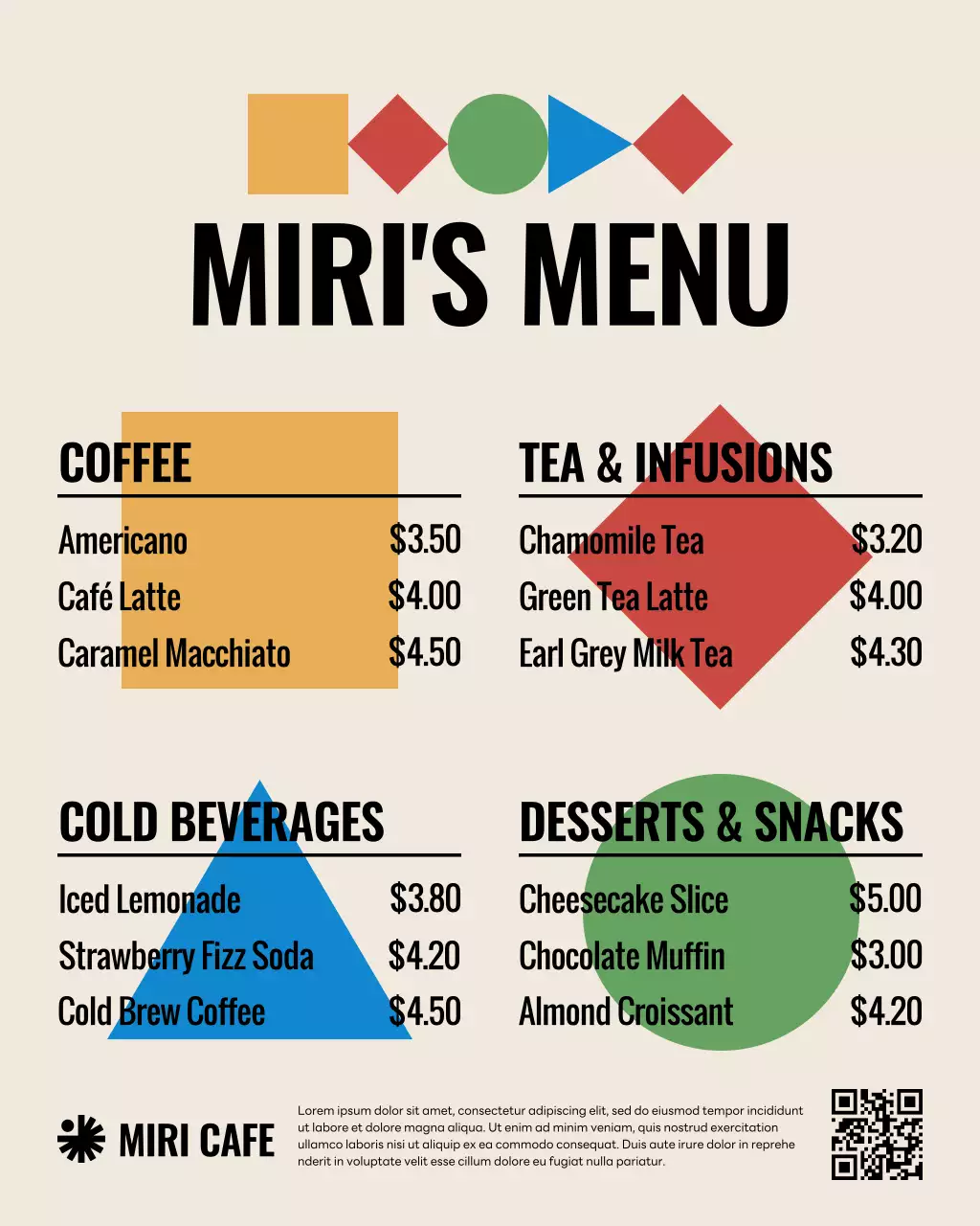 Beige Modern Cafe Menu Instagram Post