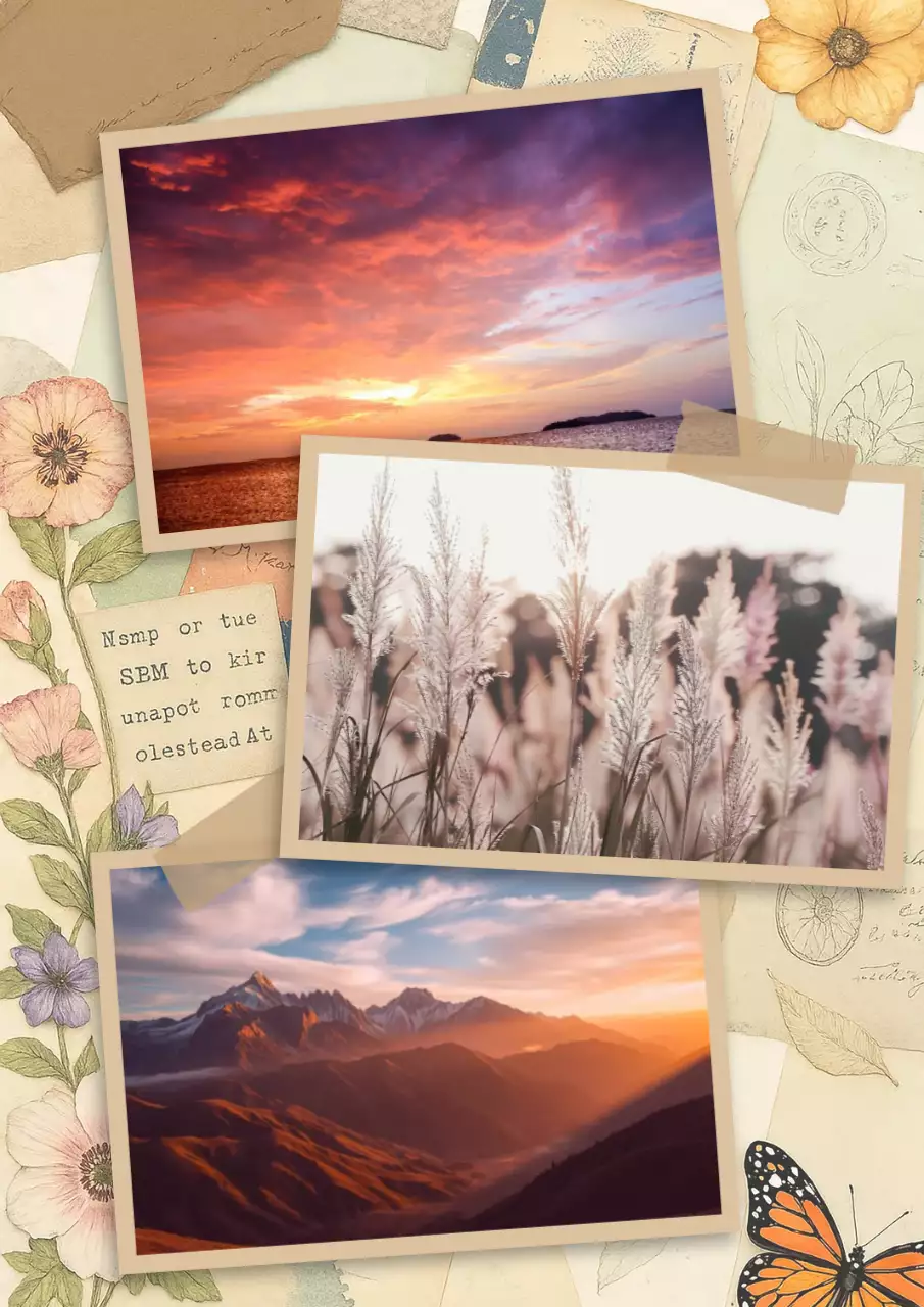 Beige Vintage Nature Scrapbook Poster