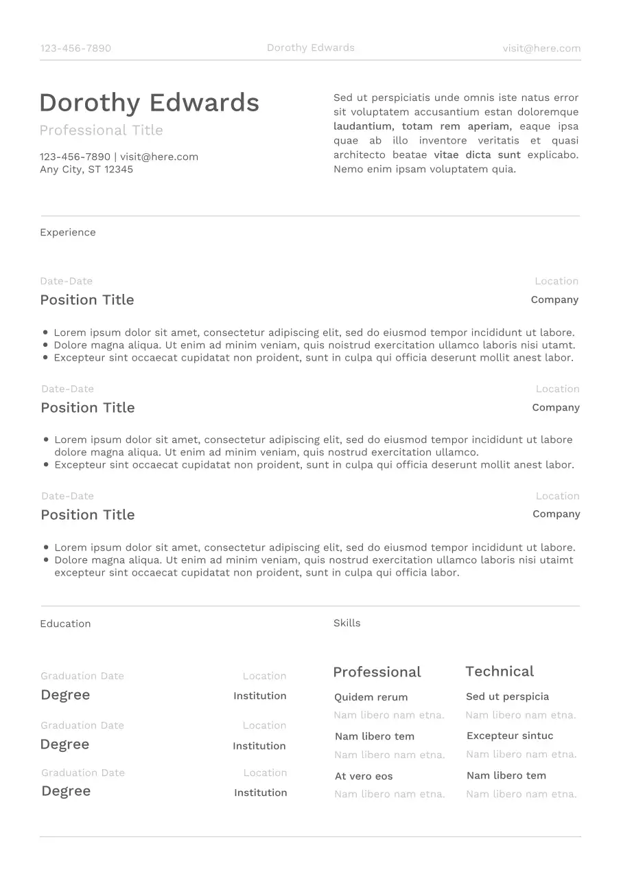 Simple and Professional Corporate CV