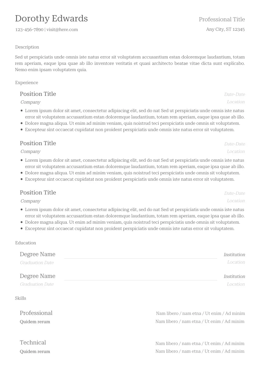 Professional and Classic CV