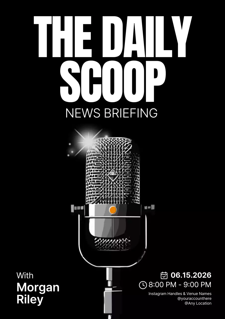 블랙 레트로 뉴스 발표 포스터