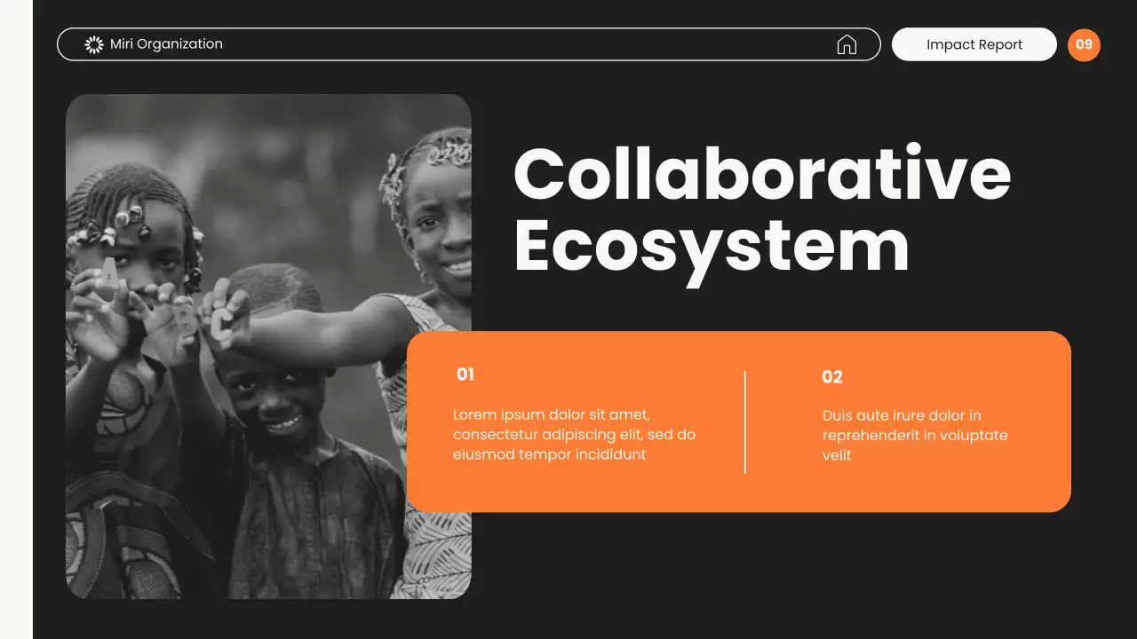 White and Orange Modern Non-Profit Impact Report Presentation