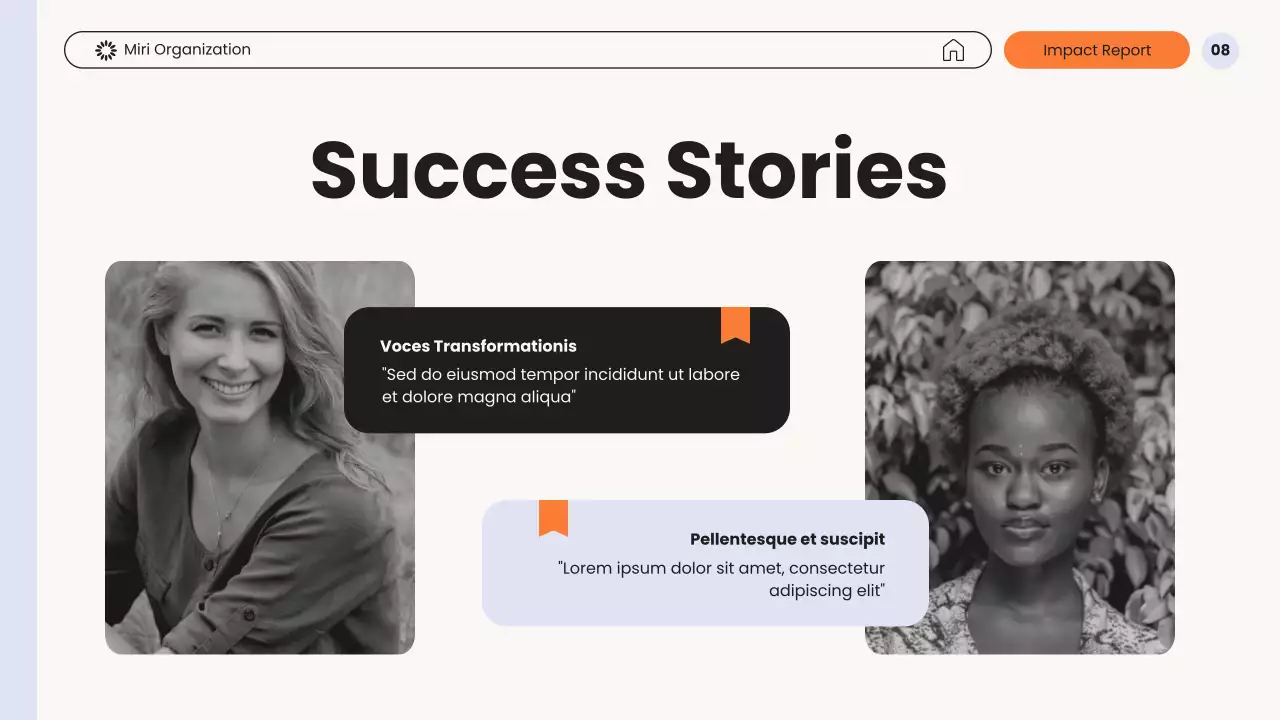 White and Orange Modern Non-Profit Impact Report Presentation