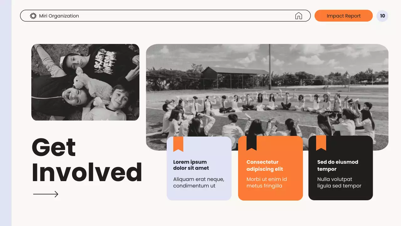 White and Orange Modern Non-Profit Impact Report Presentation