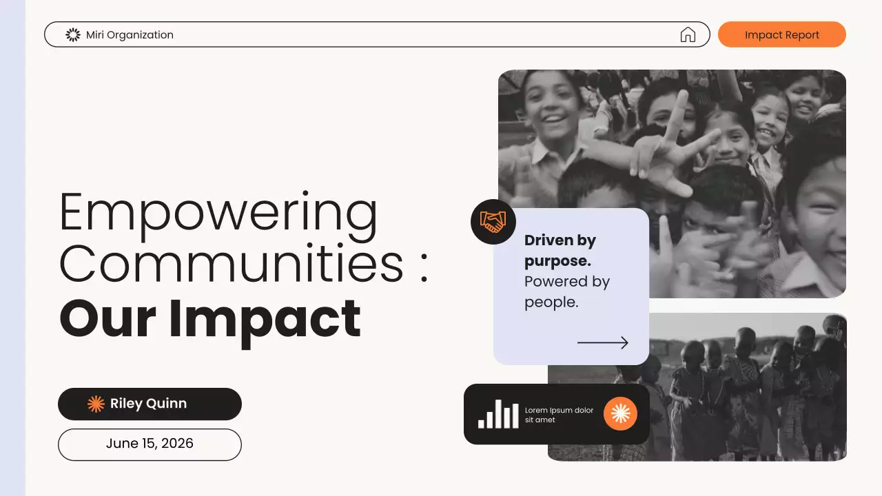 White and Orange Modern Non-Profit Impact Report Presentation