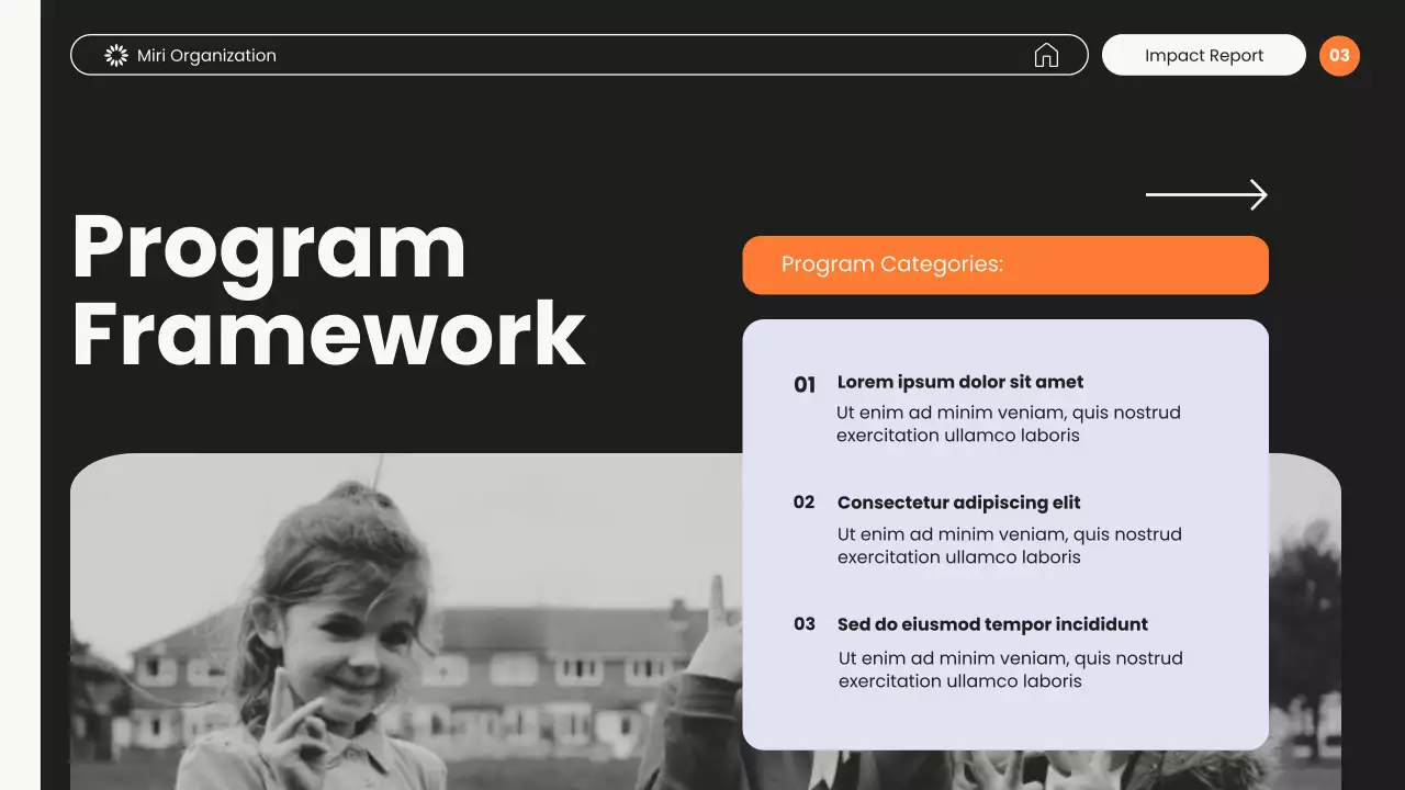 White and Orange Modern Non-Profit Impact Report Presentation