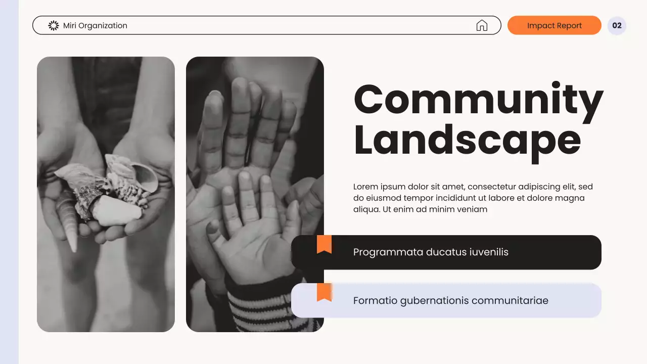 White and Orange Modern Non-Profit Impact Report Presentation