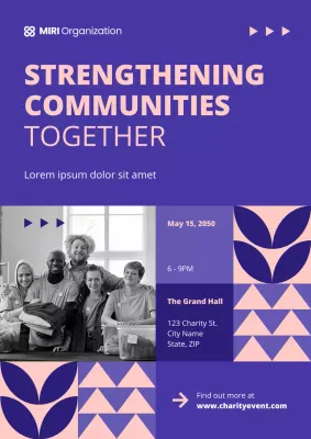 Blue and Purple Clean Geometric Community Empowerment Announcement Poster