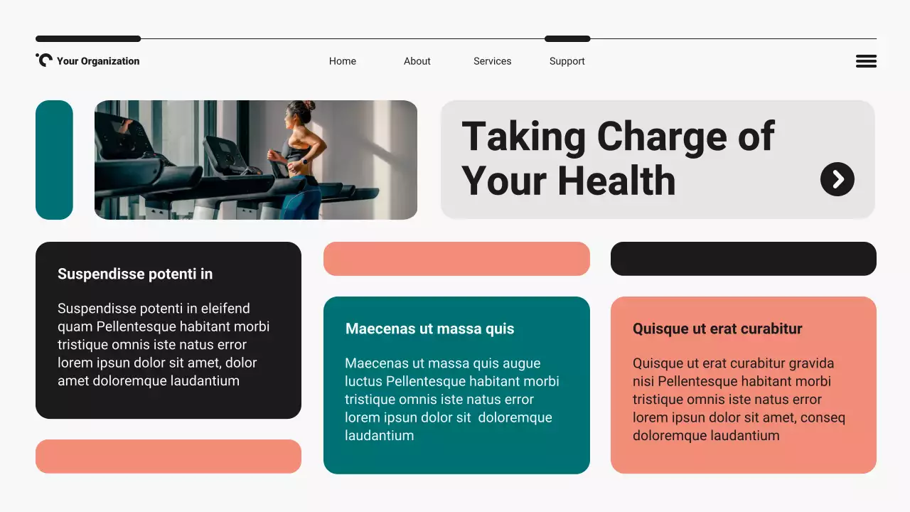 Teal and Orange Modern Bento Grid Women's Health and Wellness Presentation