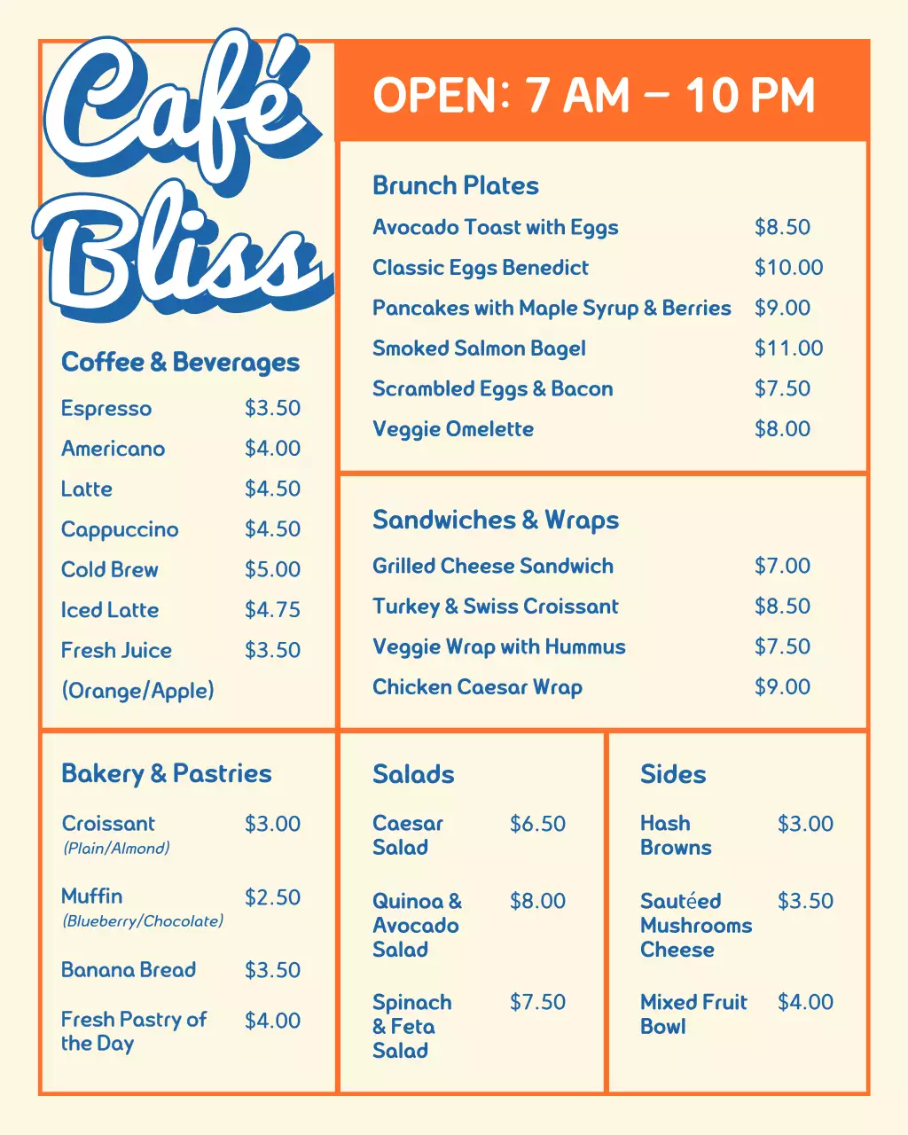 Modern Cafe Menu Instagram Post