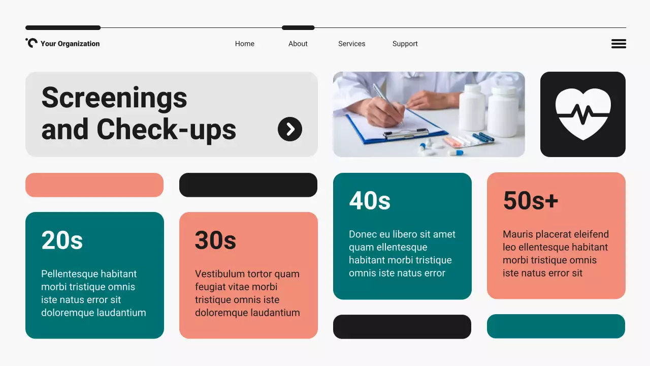 Teal and Orange Modern Bento Grid Women's Health and Wellness Presentation