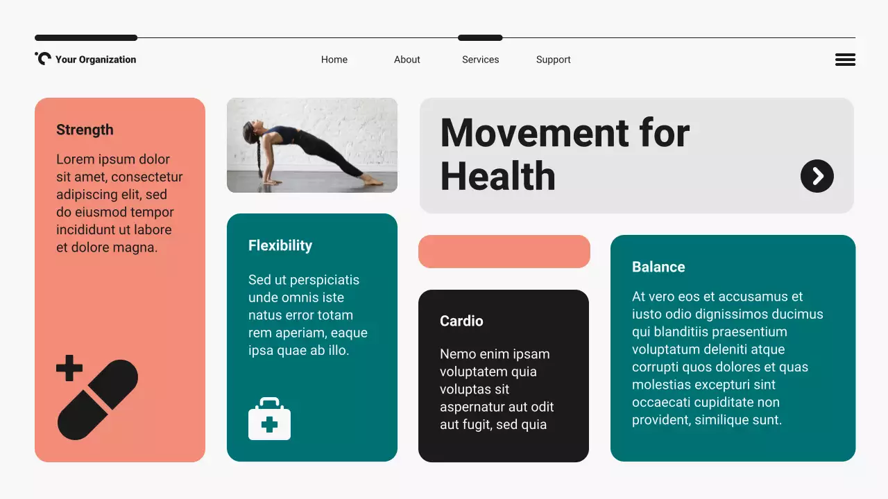 Teal and Orange Modern Bento Grid Women's Health and Wellness Presentation