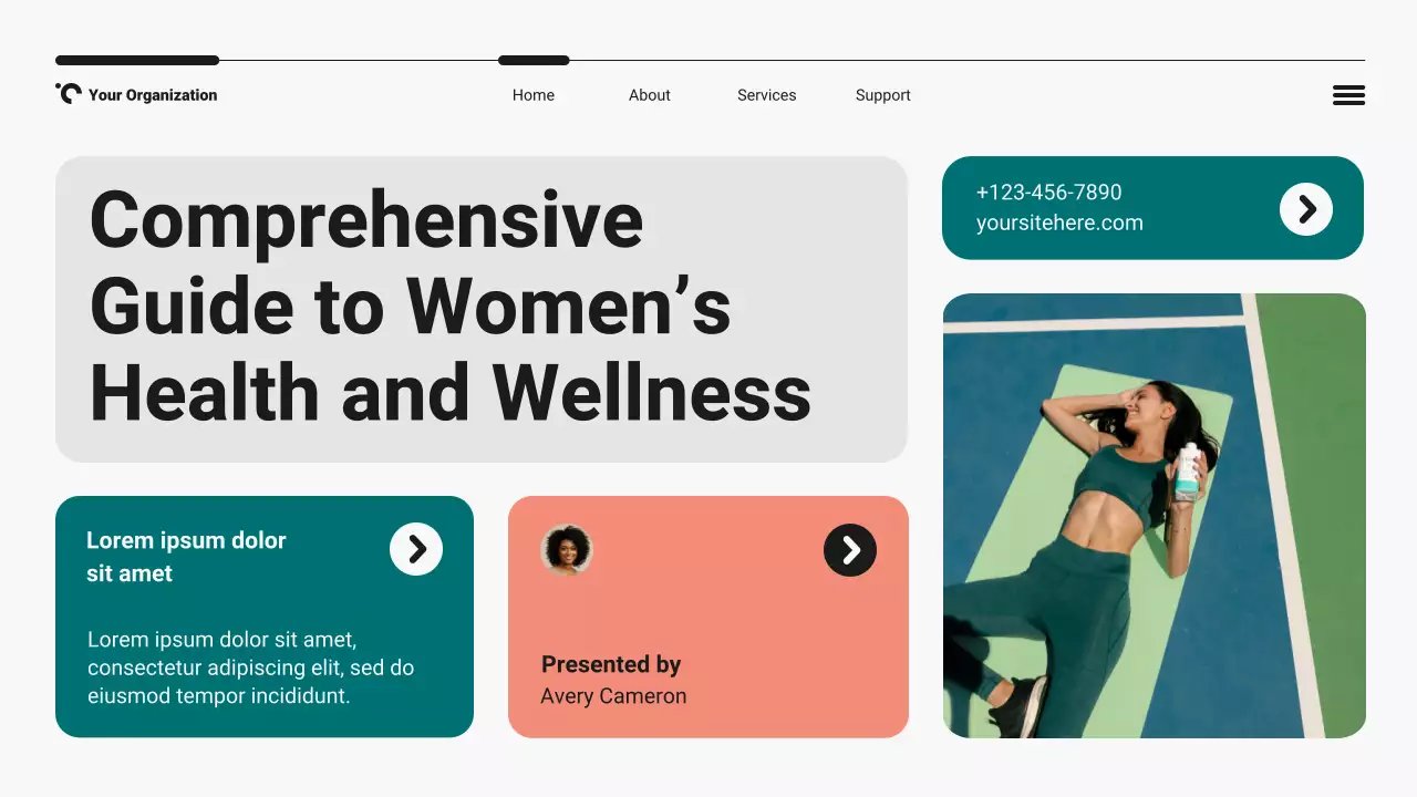 Teal and Orange Modern Bento Grid Women's Health and Wellness Presentation